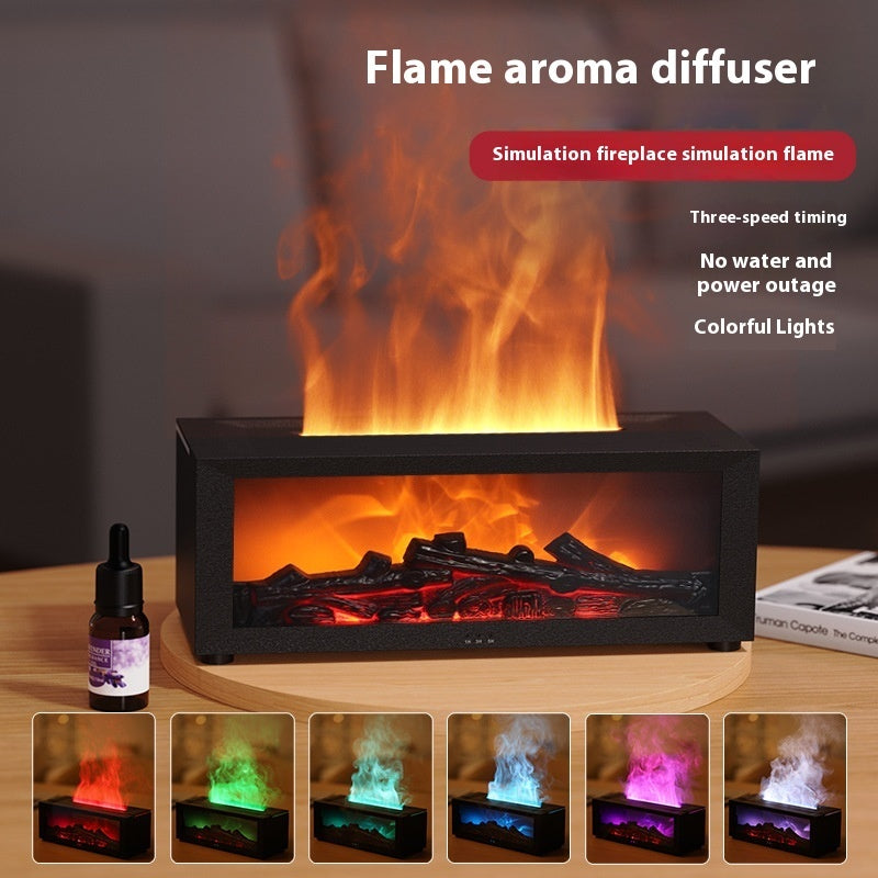 modern flame aromatherapy diffuser with 3D firelight effect