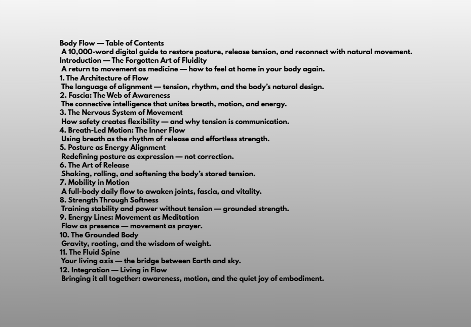 Mobility guide teaching mindful movement, posture alignment, and fascia release for balance and flow