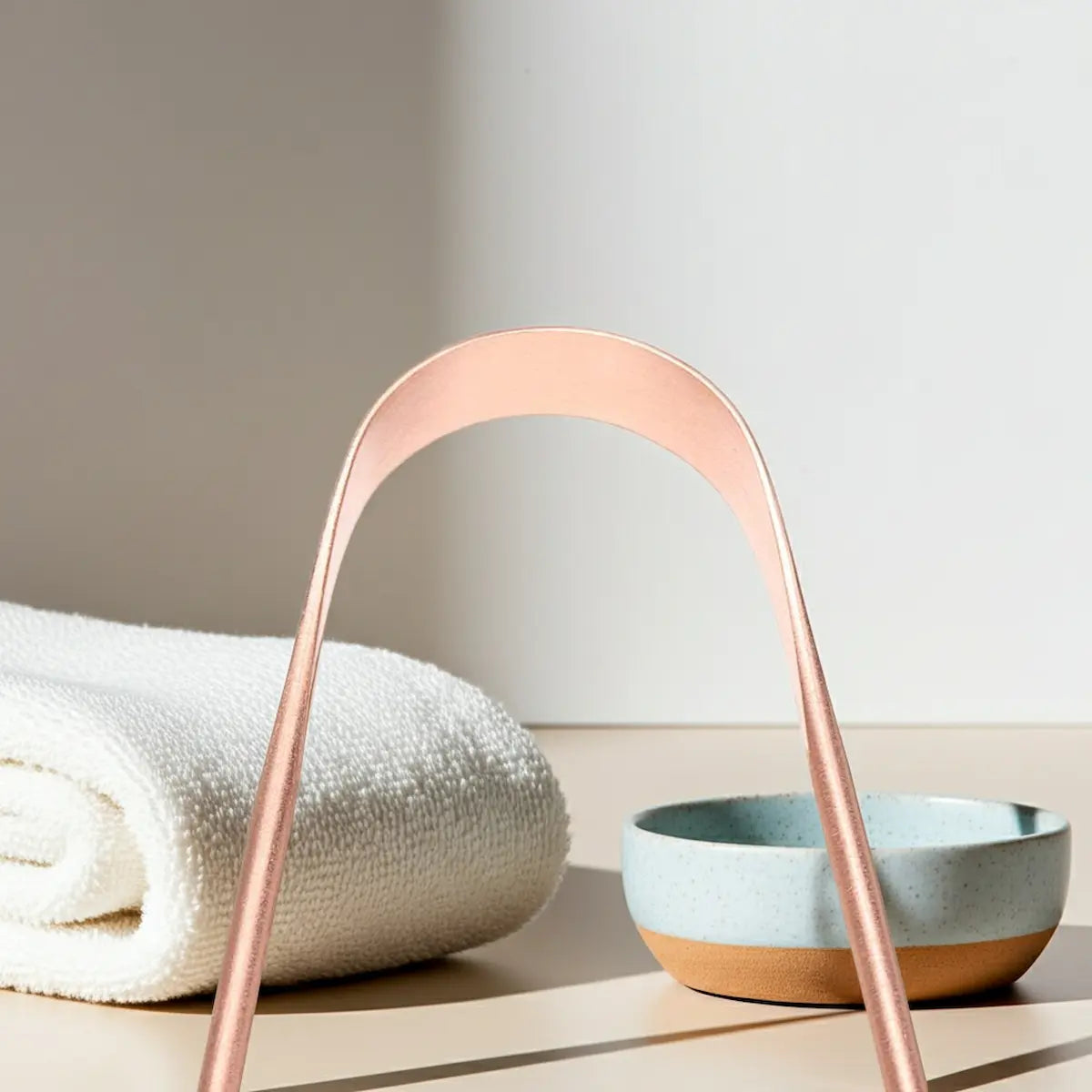 Copper tongue scraper made from pure copper for oral freshness and natural detox