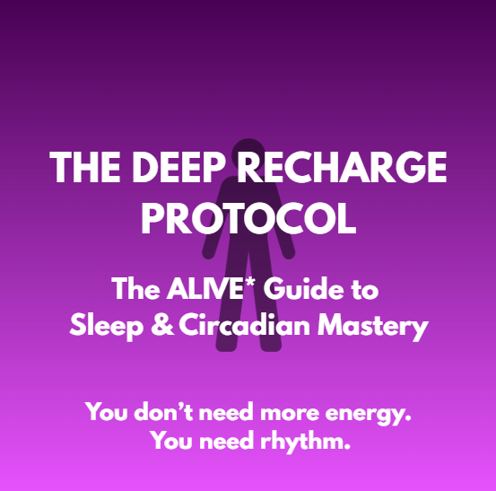 Sleep restoration guide teaching rhythm-based recovery and deep recharge through circadian alignment and mindfulness