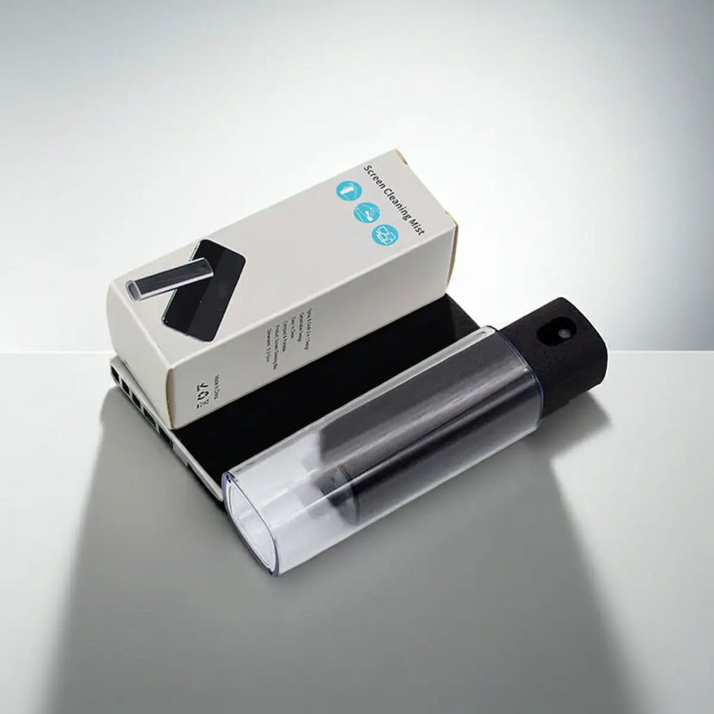 Screen cleaning spray all-in-one bottle with microfiber cloth