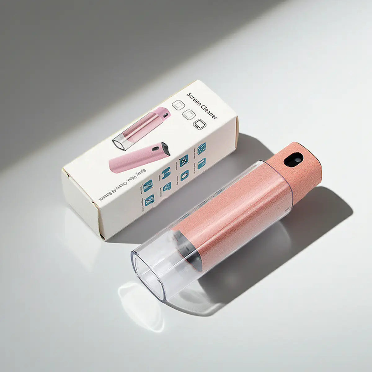 Screen cleaning spray all-in-one bottle with microfiber cloth