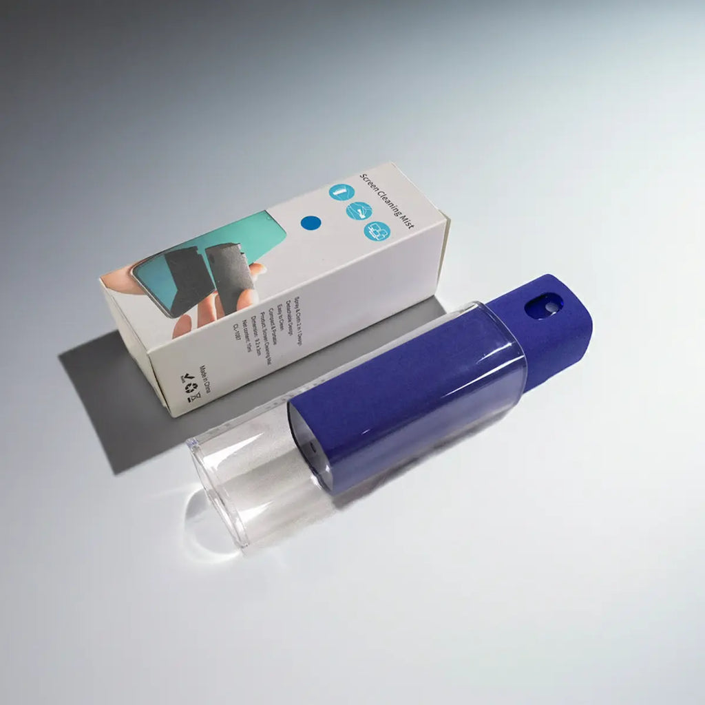 Screen cleaning spray all-in-one bottle with microfiber cloth