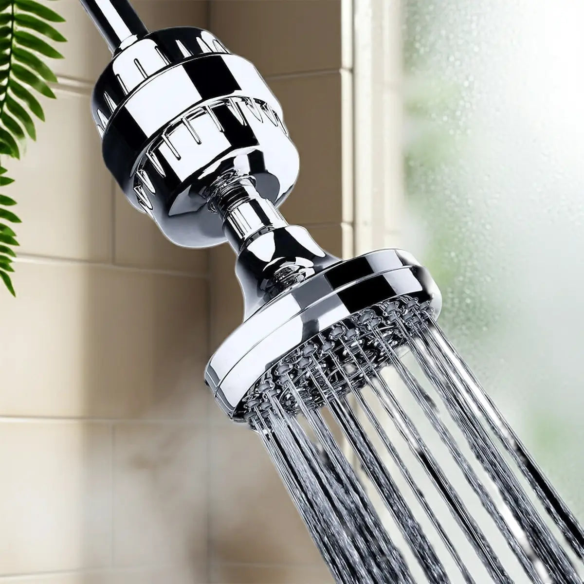 17-layer shower filter removing chlorine and impurities for pure water and soft, healthy skin