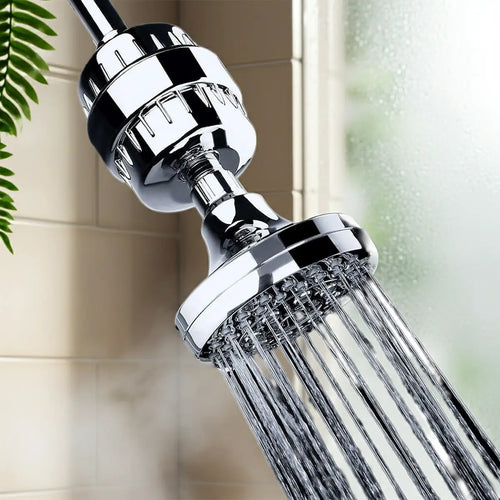 17-layer shower filter removing chlorine and impurities for pure water and soft, healthy skin
