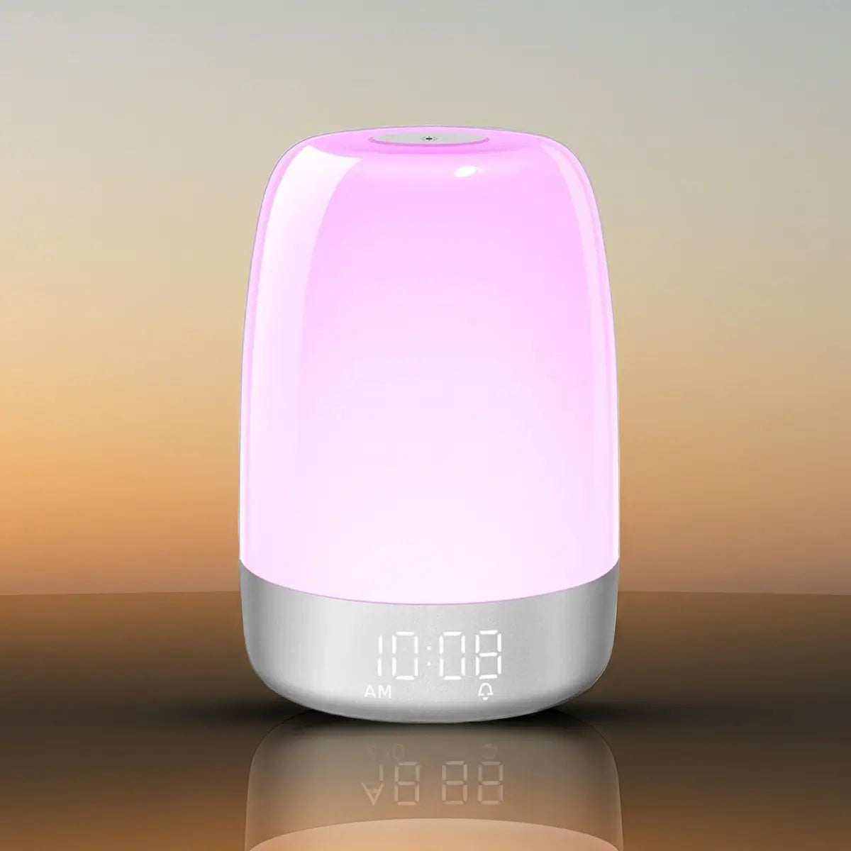 Sunrise alarm clock simulating dawn with gentle light and soothing sound for natural waking