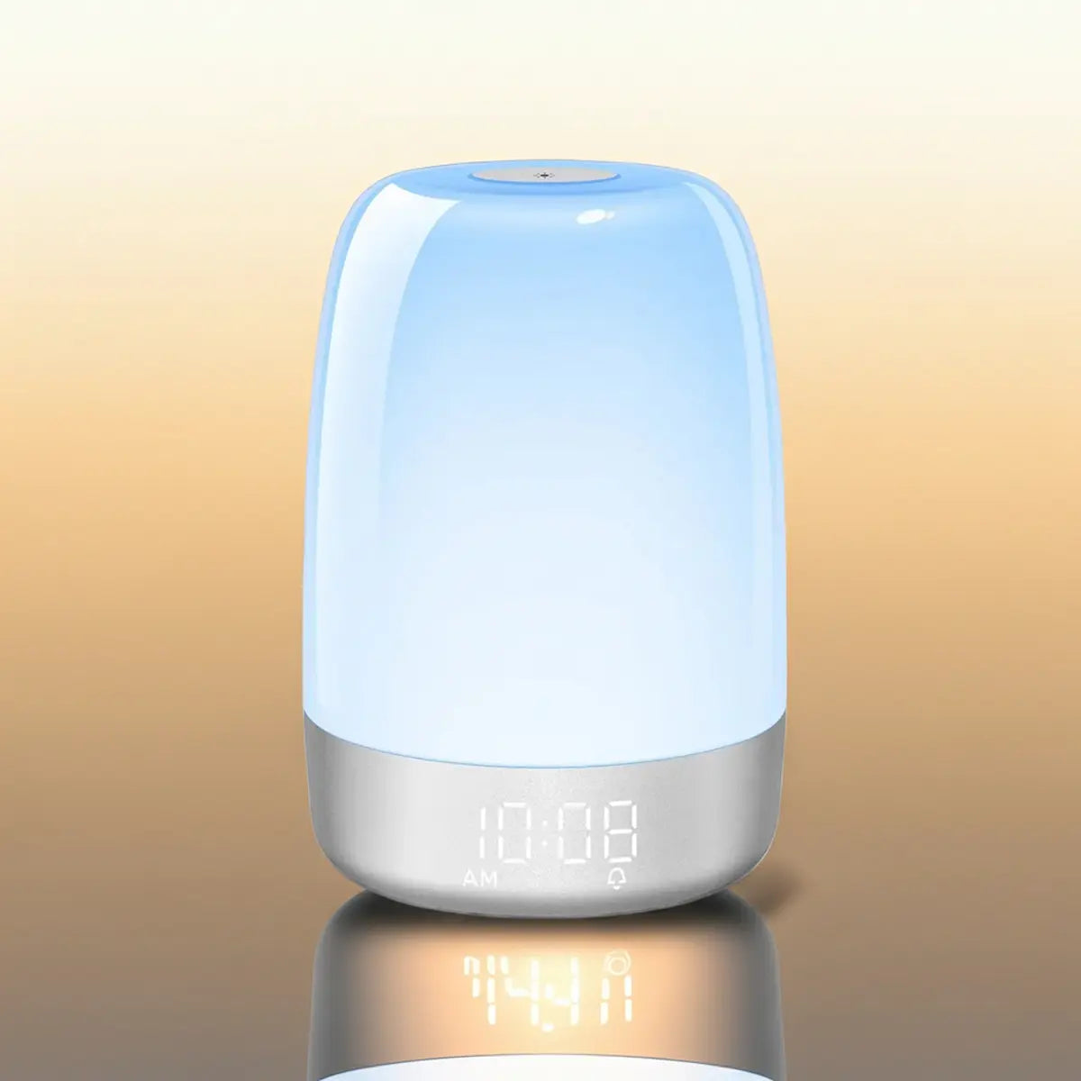 Sunrise alarm clock simulating dawn with gentle light and soothing sound for natural waking